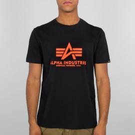 Koszulka Alpha Industries Basic T-Shirt Neon Print black/orange print (100501NP)