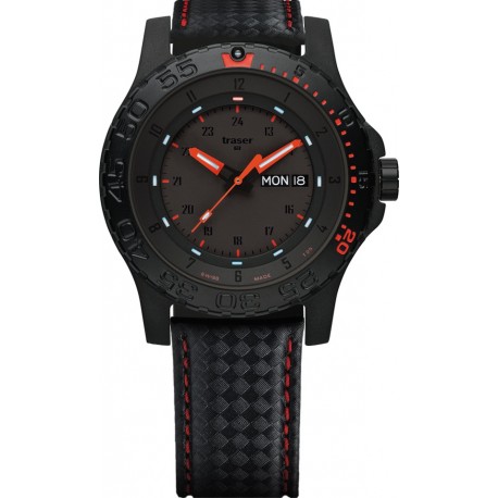 Zegarek Traser P66 Red Combat - leather/red carbon (105502)