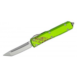 Nóż Microtech Ultratech Zombie OTF Stonewashed Tanto Blade Zombie Green Aluminum Handles (123-10Z)