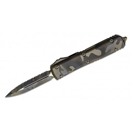 Nóż Ultratech OTF Olive Camo Plain/Serrated Double Edge Dagger Blade Olive Camo Aluminum Handles (122-3OCS)