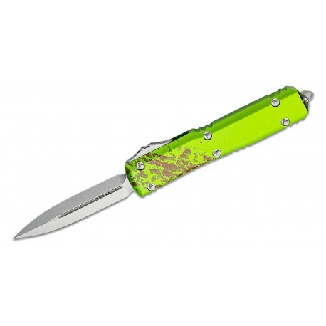 Nóż Microtech Ultratech Zombie OTF Stonewashed Double Edge Dagger Blade Zombie Green Aluminum Handles (122-10Z)