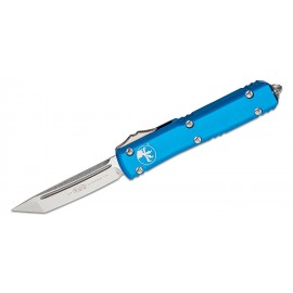 Nóż Microtech Ultratech OTF Stonewashed Tanto Plain Blade, Blue Aluminum Handles (123-10BL)
