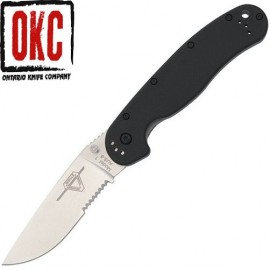 Nóż Ontario 8849 Rat 1 Folder Satin Serrated Edge Black Handle